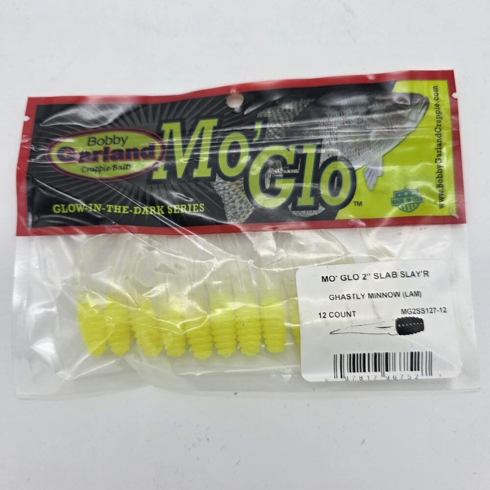 Lot of 6 Bobby Garland Mo’ Glo 2” Slab Slay’R Ghastly Minnow Crappie Baits